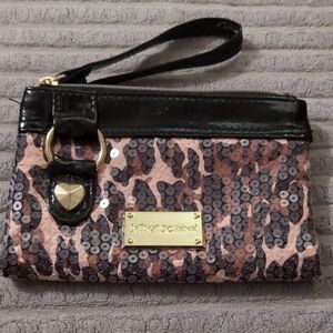 Betsey Johnson Sequin Wristlet with Heart Charm